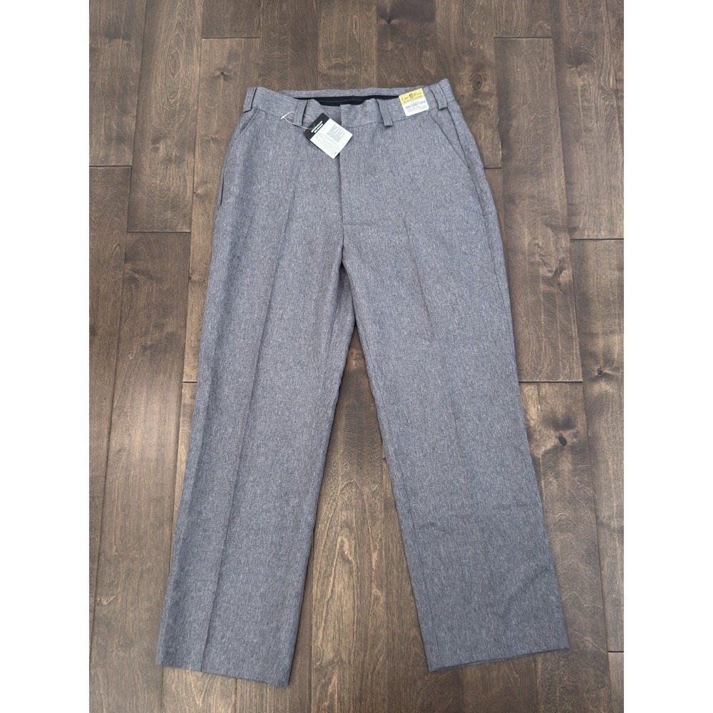 NWT Law Pro Mens 36X32 Flat Front Heather Grey Poly Twill 4 Pocket Trouser Pants